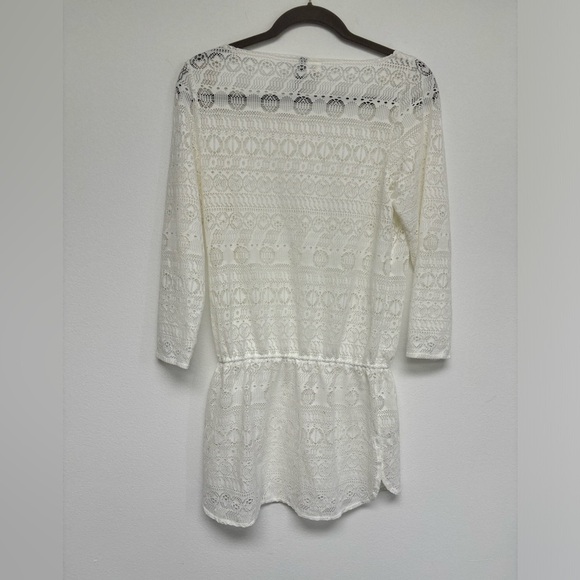 Ralph Lauren Crochet Drawstring Swim Bathing Suit Cover Up Medium White NEW - Picture 2 of 7